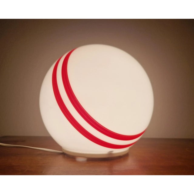 Glass Mid-Century Table Ball Glass Lamp, 1970s For Sale - Image 7 of 13