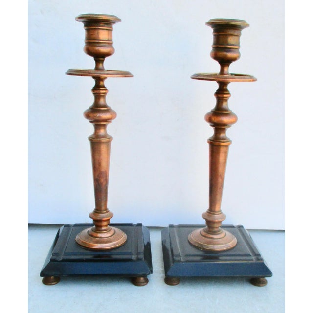 Antique Russian Bronze and Black Marble Candlesticks -A Pair of 2 For Sale - Image 4 of 9