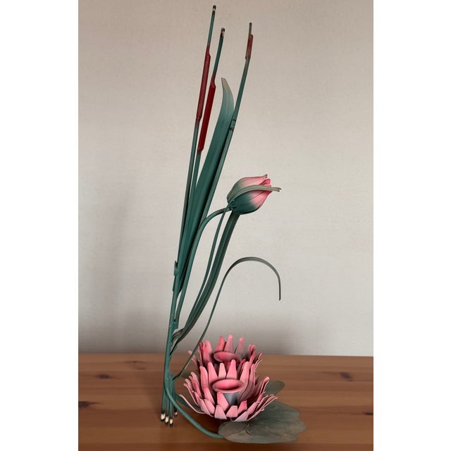 Metal Vintage 1960's Tole Painted Italian Candle Wall Sconce For Sale - Image 7 of 10