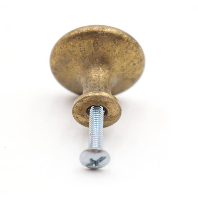 Pair of Classic Vintage 1.062 In. Plain Brass Cabinet Drawer Knobs For Sale - Image 6 of 6