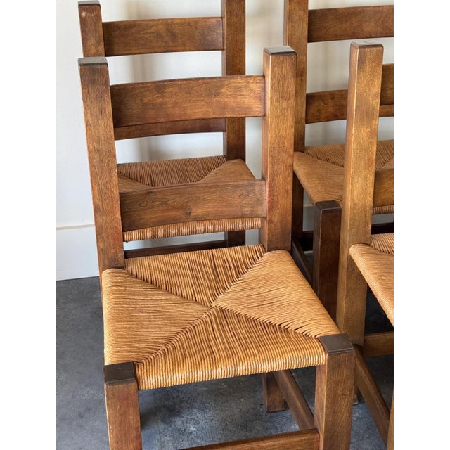 Arts & Crafts S/6 Early Mission Arts & Crafts Rush Chairs 1900s Michigan Chair Co. For Sale - Image 3 of 8