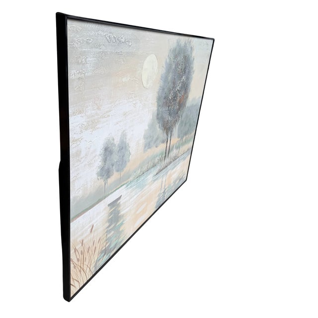 Mid-Century Modern Vintage Lee Reynolds “Tranquil Moon” Vanguard Studios Landscape Painting | Large Textured Impasto Canvas | 60” X 48” For Sale - Image 3 of 10