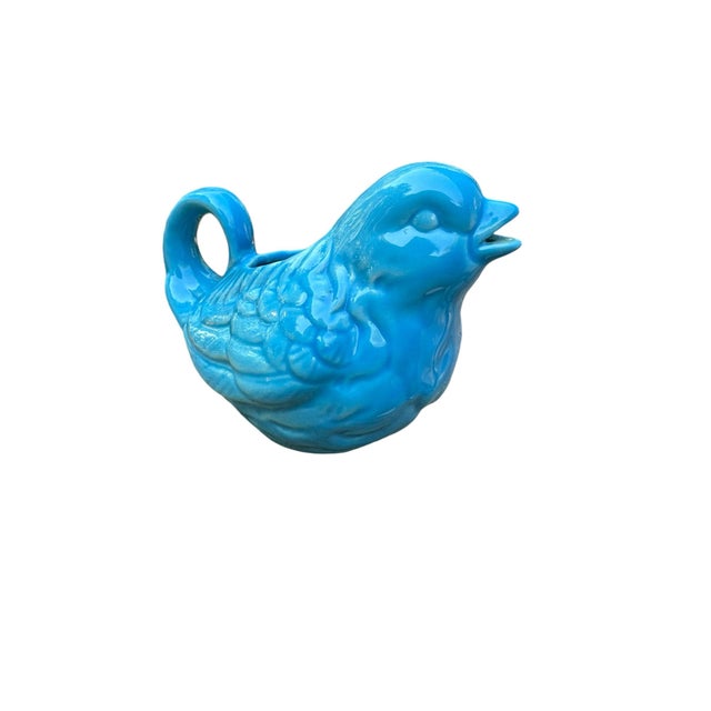 Late 20th Century Blue Bird Ceramic Creamer For Sale - Image 4 of 7