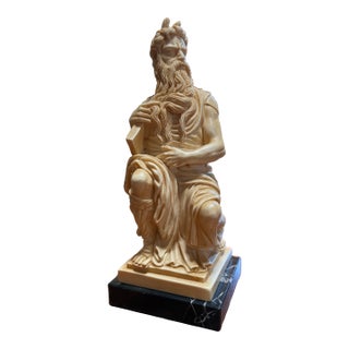 1960s G. Ruggeri Horned Moses Michelangelo Marble Alabaster Sculpture Figurine Statue For Sale