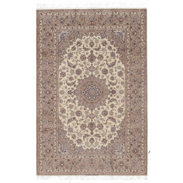 2010s Pasargad N Y 2 Persian Isfahan Korker Wool & Silk Highlighted Rug - 5′3″ × 7′10″ For Sale - Image 5 of 5