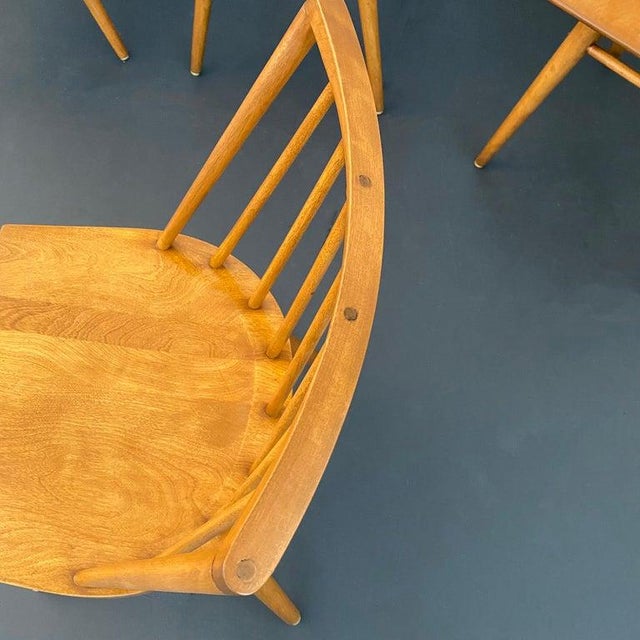 1950s Mid Century Birch Spindle-Back Dining Chairs by Leslie Diamond for Conant Ball- Set of 4 For Sale - Image 11 of 13