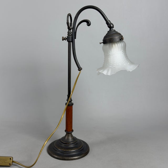 Table Lamp in Glass and Wood from Abat-Jour Liberty For Sale - Image 4 of 13