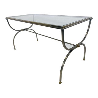 Mid-Century Vintage Modern Chrome Writing Table After Maison Jansen For Sale