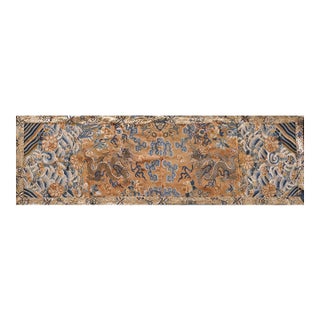 1850s Coral Antique Cloud Band Chinese Dragon Koi Fish Design Silk Textile For Sale