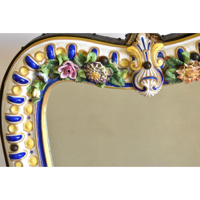 Mid 19th Century C. 1850 German Porcelain Vanity Mirror With Candle Holders For Sale - Image 5 of 12
