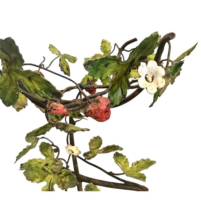 Mid 20th Century Vintage Italian Tole / Toleware Strawberry Centerpiece Bowl Stand, Circa 1940 For Sale - Image 5 of 9