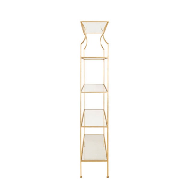 Contemporary Matthew Izzo Home Dorothy Gold Leaf Flared Etagere With Glass Shelves For Sale - Image 3 of 5