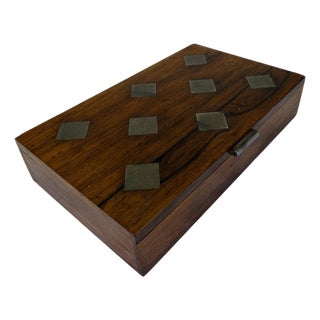 Mid 20th Century Modern Hans Hansen Danish Rosewood Box With Sterling Silver Inlay For Sale