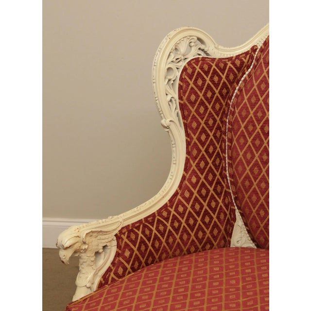 Maroon 1920's French Louis XV Style Vintage Eagle Carved Bergere Wing Chair For Sale - Image 8 of 13