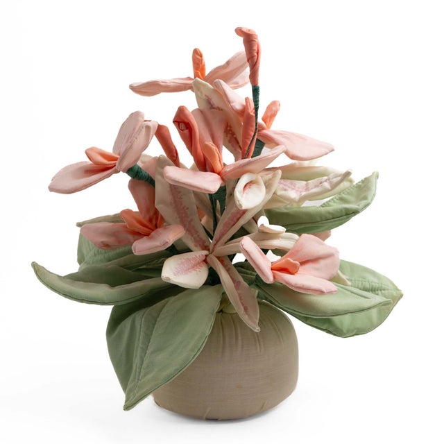 Shabby Chic Vintage Handmade Fabric Flower Bouquet Arrangement For Sale - Image 3 of 13