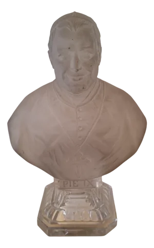 Ancient Crystal Bust of St Louis Pope Pius IX, 1890s