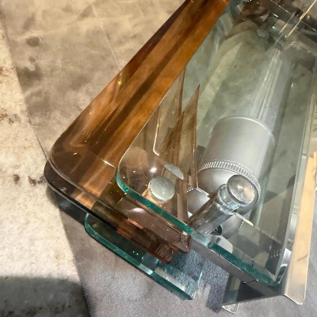 Two 1960s Space Age Thick Glass and Chrome Wall Sconces by Lupi Cristal Luxor For Sale - Image 12 of 14