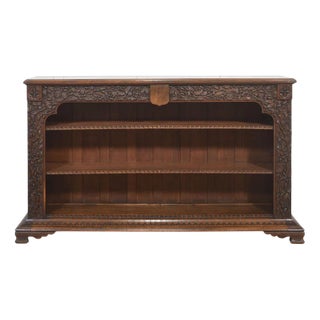 Carved Oak Open Bookcase For Sale