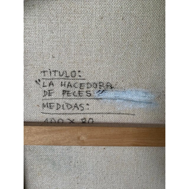 Paint 1990s 'La Hacedora De Peces' by Postwar & Contemporary Venezuelan Artist Ender Cepeda For Sale - Image 7 of 7