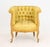 Louis XVI Style Giltwood Tub Chair, with yellow damask upholstery on carved cabriole legs on casters. 32" H x 29" W x 25"...