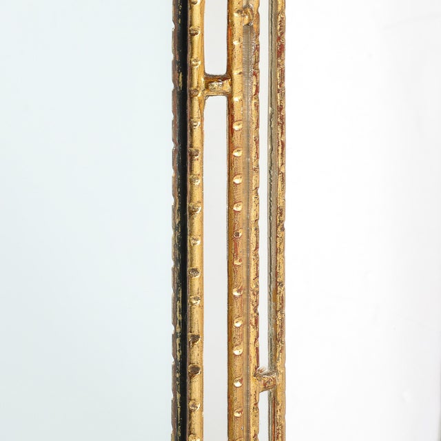Wood Mid-Century Modernist Sectioned Angular Mirror With Ribbed Gilt Wood Border For Sale - Image 7 of 9
