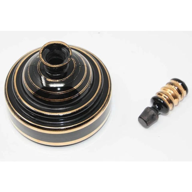 Art Deco Art Deco Hand Blown Black Gilt Glass Perfume Bottle For Sale - Image 3 of 12