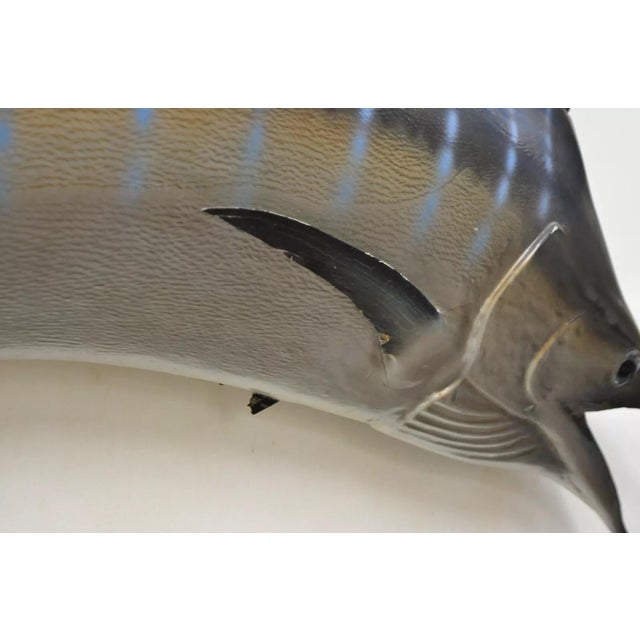 Blue Large Vintage Taxidermy Replica Blue Marlin Sailfish Wall Mount For Sale - Image 8 of 12
