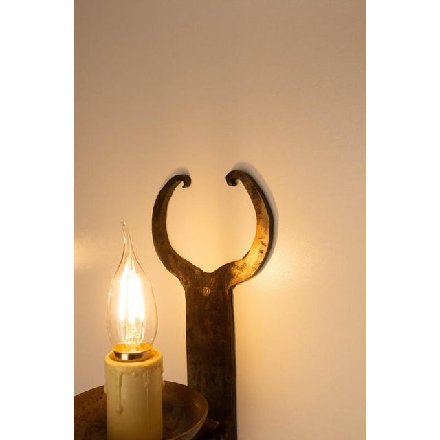 Spanish French Wrought Iron Wall Lights, 1960s, Set of 2 For Sale - Image 4 of 12