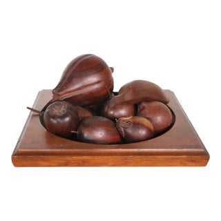 Carved Wood Fruit and Fruit Bowl 12 Pc. Lot For Sale
