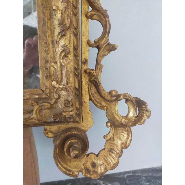 Antique Louis XV Wooden Mirror For Sale - Image 9 of 11