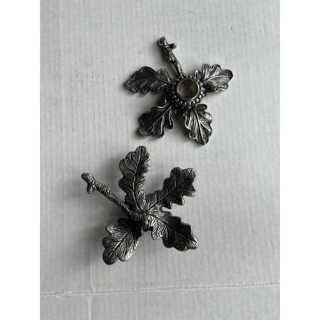Metal Acorn Leaf Candle Holders For Sale - Image 4 of 6