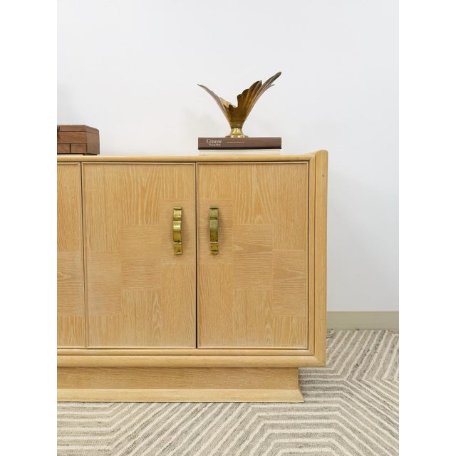 Vintage Regency Blonde Parquetry Buffet Server Credenza by Century 60" Wide MCM For Sale In Tampa - Image 6 of 13