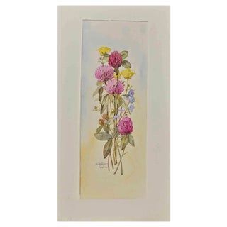 Anne Gallion-Krohn, Bouquet of Flowers, Original Watercolor, Mid 20th Century For Sale