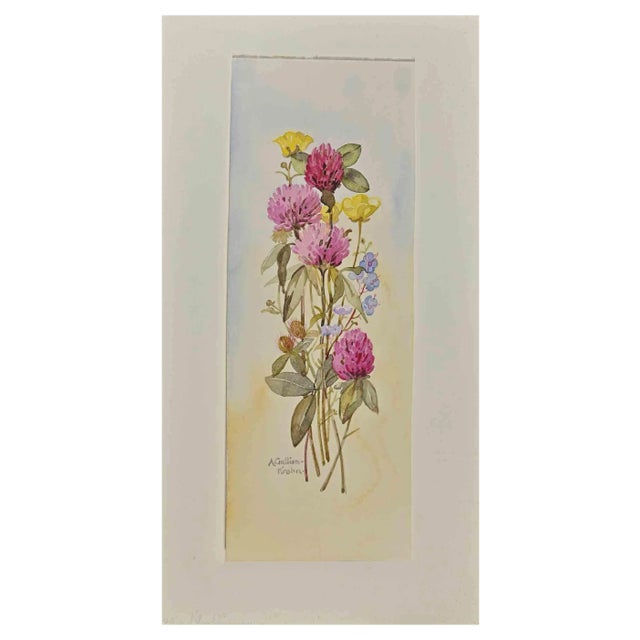 Anne Gallion-Krohn, Bouquet of Flowers, Original Watercolor, Mid 20th Century For Sale