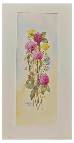 Anne Gallion-Krohn, Bouquet of Flowers, Original Watercolor, Mid 20th Century