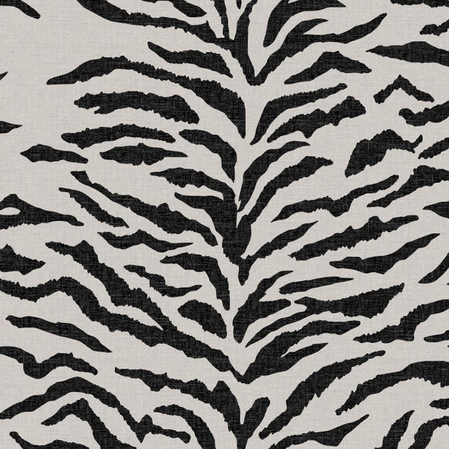 Slipcover Dining Chair in Cream Black Linen Zebra For Sale In Chicago - Image 6 of 8
