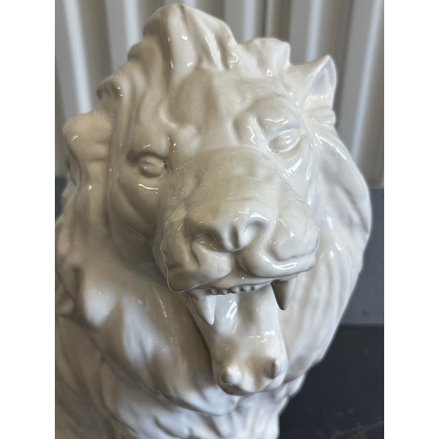 1970s Vintage Blanc De Chine Large Ceramic Lion Statue For Sale - Image 10 of 12