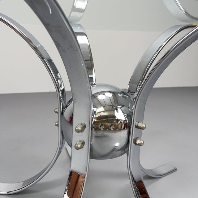 Vintage Space Age Round Chrome Coffee Table, Germany, 1970s For Sale - Image 6 of 7