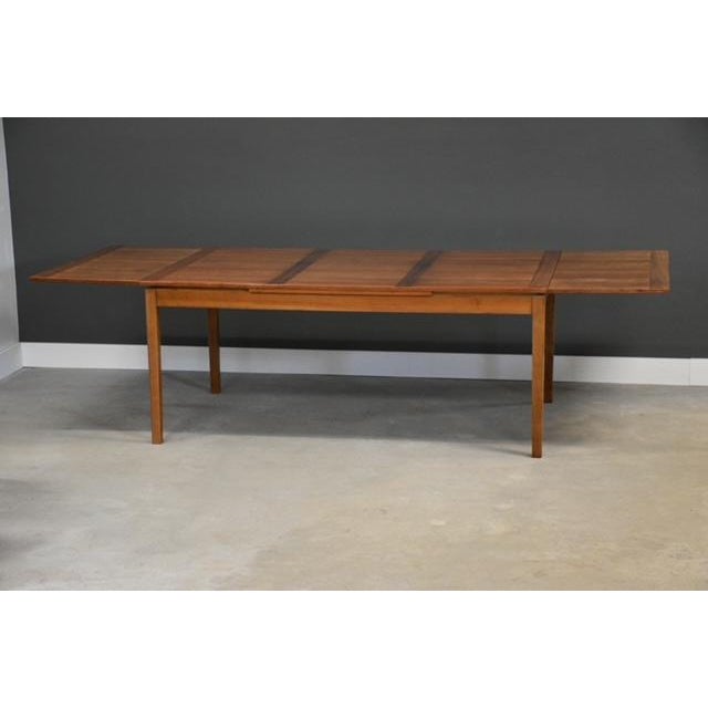 1960s Refinished 72”-111” Danish Modern Cherry Draw Leaf Dining Table For Sale - Image 4 of 11