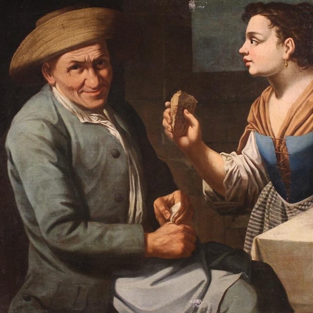 Lombard School Artist, Figurative Composition, 1670, Oil Painting on Canvas For Sale - Image 4 of 14