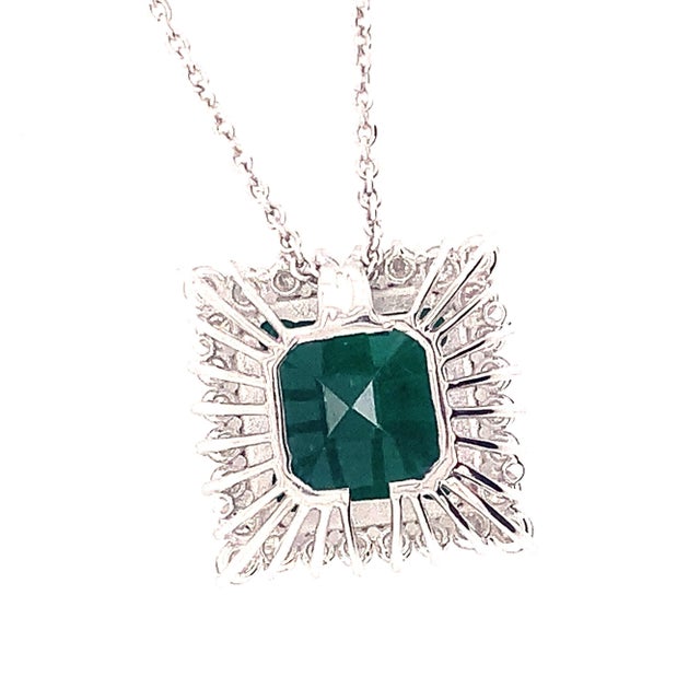 Natural Finely Faceted Quality Emerald Diamond Necklace set in Fine Platinum 9.70 TCW GIA Certified $16,950 921902 This is...
