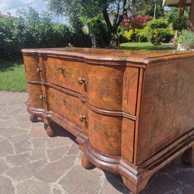 Wood Ferrarese Chest of Drawers in Walnut Burl, 1720s For Sale - Image 7 of 13