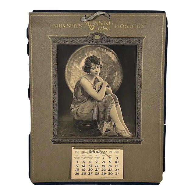 Art Deco Flapper Advertising Calendar for Munsingwear Union Suits & Hosiery c. 1925 For Sale