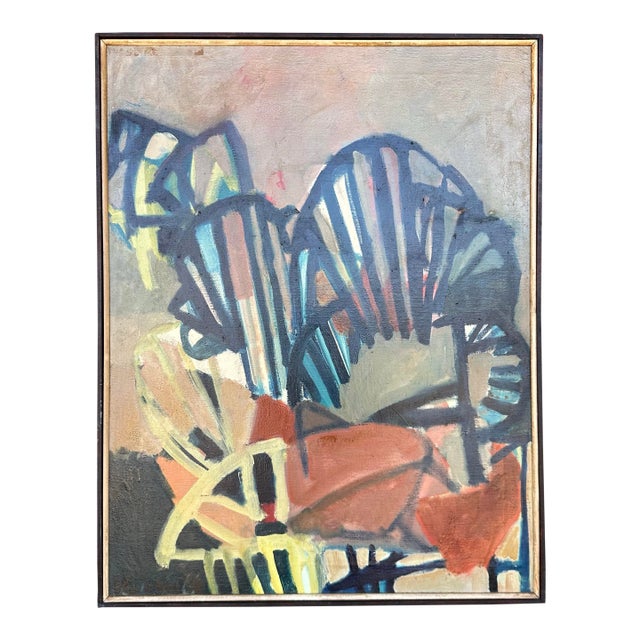 Mid 20th Century Framed Abstract Painting by Rolf P. Velmin For Sale