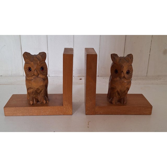 Vintage Bookends with Beechwood Angles and Carved Maple Owls, 1960s, Set of 2 For Sale - Image 4 of 4