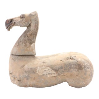 Antique Chinese Han Dynasty Polychrome Painted Terracotta Horse Funerary Tomb Figure For Sale