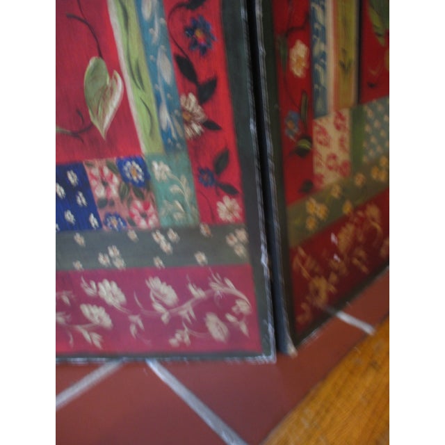 Red Vintage French Country Red Ornate Rooster Design With Basket Fire Screen For Sale - Image 8 of 13