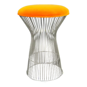Vintage Wireframe + Velour Bar Stool | in the Style of Warren Platner