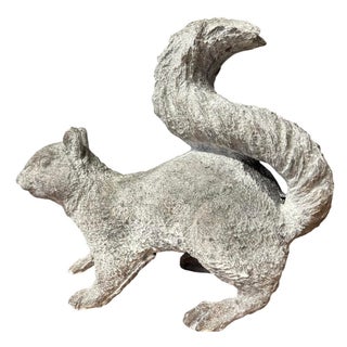 Vintage Cast Iron Lifelike Squirrel Garden Statue For Sale