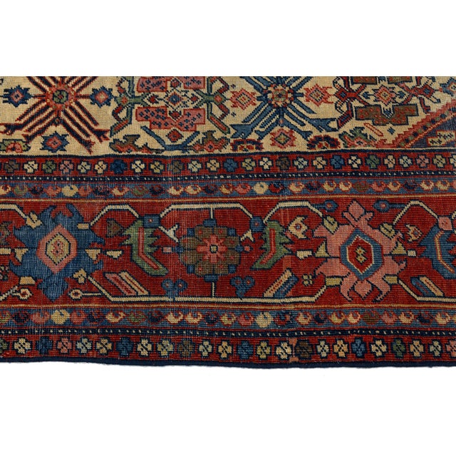 Vintage Bidjar Rug – 100% Wool Hand-Woven Persian Area Rug, Ivory Medallion For Sale - Image 10 of 10